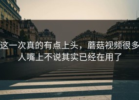这一次真的有点上头，蘑菇视频很多人嘴上不说其实已经在用了