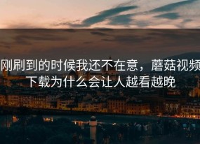 刚刷到的时候我还不在意，蘑菇视频下载为什么会让人越看越晚