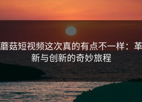 蘑菇短视频这次真的有点不一样：革新与创新的奇妙旅程