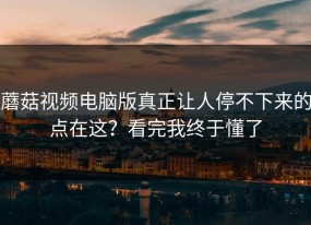 蘑菇视频电脑版真正让人停不下来的点在这？看完我终于懂了