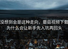 没想到会是这种走向，蘑菇视频下载为什么会让新手先入坑再回头