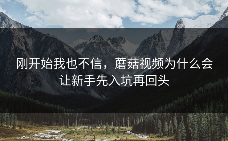 刚开始我也不信，蘑菇视频为什么会让新手先入坑再回头