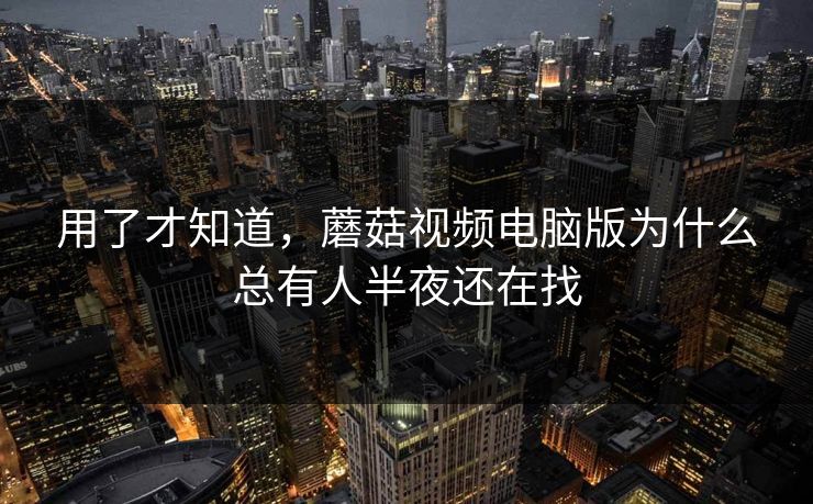 用了才知道，蘑菇视频电脑版为什么总有人半夜还在找