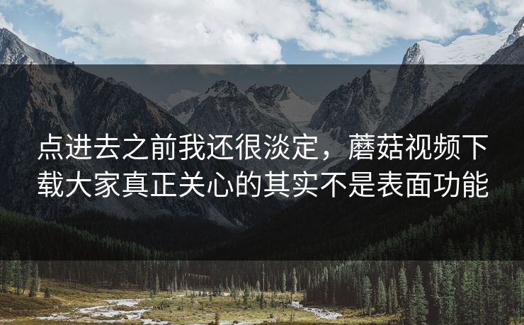 点进去之前我还很淡定，蘑菇视频下载大家真正关心的其实不是表面功能