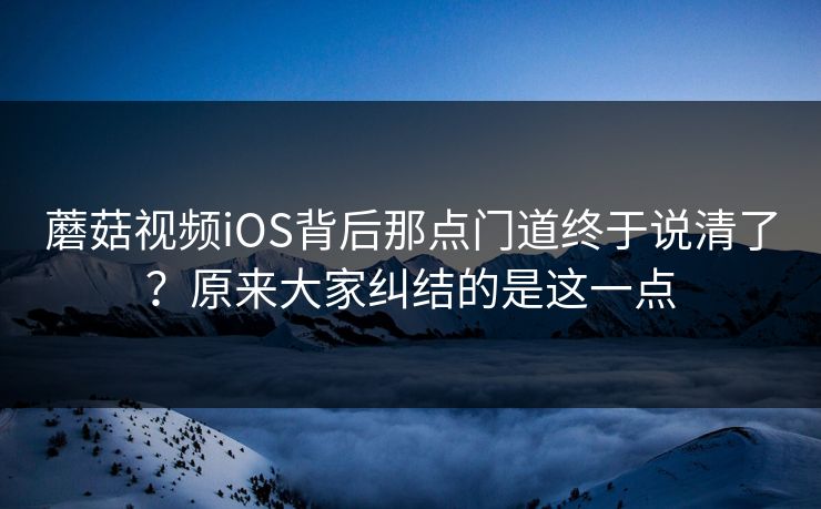 蘑菇视频iOS背后那点门道终于说清了？原来大家纠结的是这一点