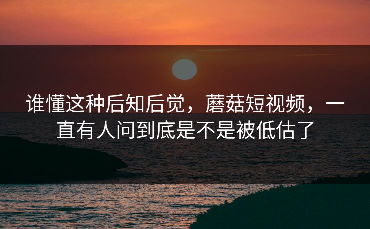 谁懂这种后知后觉，蘑菇短视频，一直有人问到底是不是被低估了