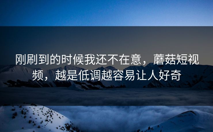 刚刷到的时候我还不在意，蘑菇短视频，越是低调越容易让人好奇
