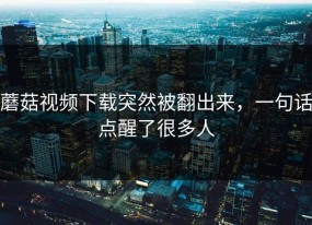 蘑菇视频下载突然被翻出来，一句话点醒了很多人