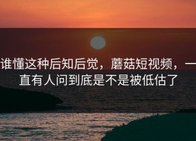 谁懂这种后知后觉，蘑菇短视频，一直有人问到底是不是被低估了