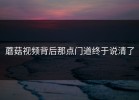 蘑菇视频背后那点门道终于说清了