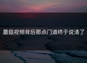 蘑菇视频背后那点门道终于说清了