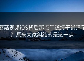 蘑菇视频iOS背后那点门道终于说清了？原来大家纠结的是这一点
