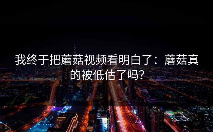 我终于把蘑菇视频看明白了：蘑菇真的被低估了吗？