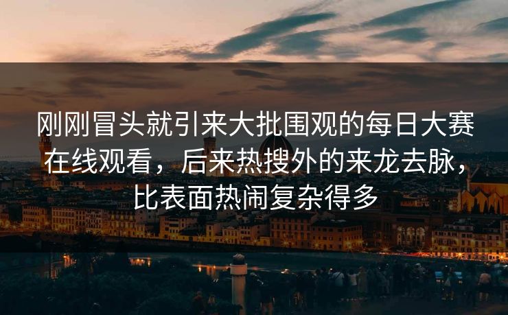刚刚冒头就引来大批围观的每日大赛在线观看，后来热搜外的来龙去脉，比表面热闹复杂得多