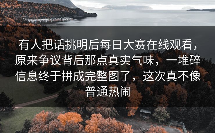 有人把话挑明后每日大赛在线观看，原来争议背后那点真实气味，一堆碎信息终于拼成完整图了，这次真不像普通热闹